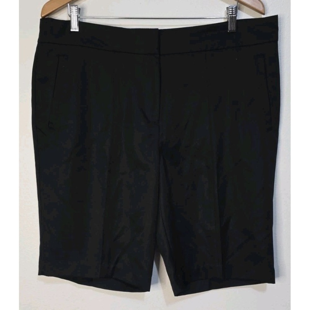 IZOD Golf Performance Shorts Women 16 Bermuda Stretch Zip Pockets Black Tennis